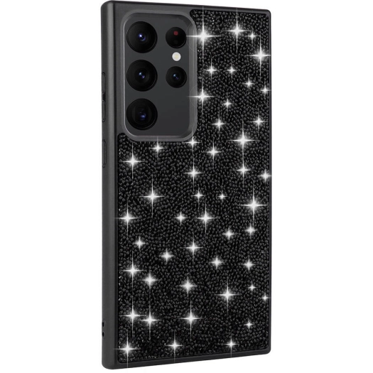 Samsung Galaxy S24 Ultra Kılıf Parlak Taşlı Tasarım Zore Pırlanta Kapak - Siyah