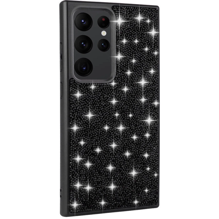 Samsung Galaxy S24 Ultra Kılıf Parlak Taşlı Tasarım Zore Pırlanta Kapak - Siyah