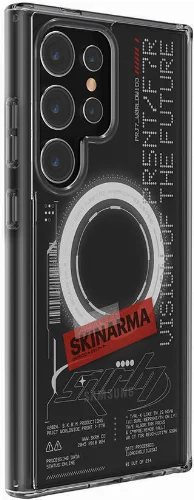Samsung Galaxy S24 Ultra Kılıf SkinArma Magsafe Şarj Özellikli Yazı Desenli Airbag Tasarımlı Orion Kapak - Siyah