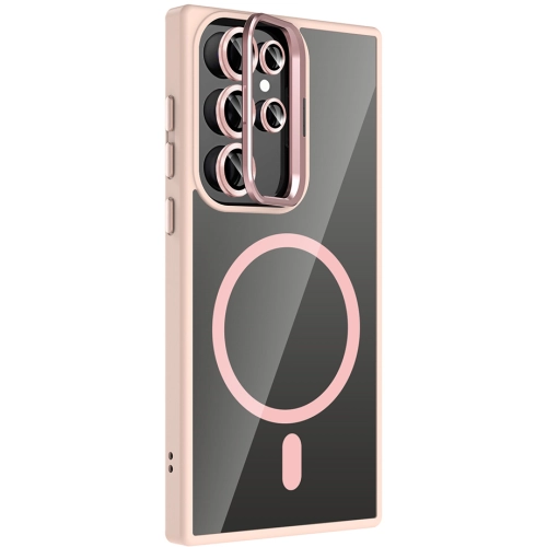 Samsung Galaxy S24 Ultra Kılıf Standlı ve Kamera Lens Hediyeli M-Safe Şarj Özellikli Etro Kapak - Gri