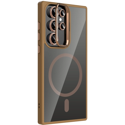 Samsung Galaxy S24 Ultra Kılıf Standlı ve Kamera Lens Hediyeli M-Safe Şarj Özellikli Etro Kapak - Gri