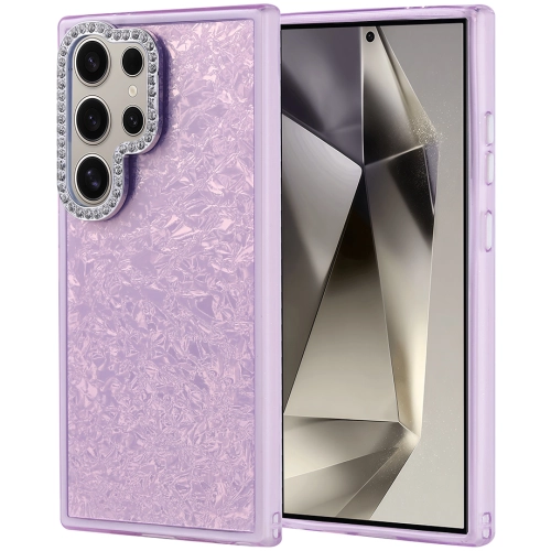 Samsung Galaxy S24 Ultra ile Uyumlu Kılıf Buzlu Parıltılı Lüks Kamera Lens Darbeye Dayanıklı Kapi Kapak - Lila