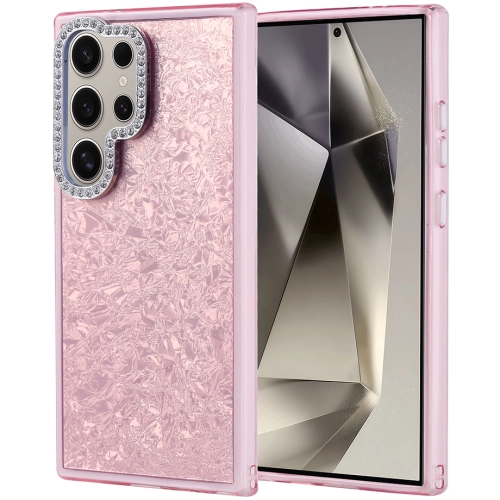 Samsung Galaxy S24 Ultra ile Uyumlu Kılıf Buzlu Parıltılı Lüks Kamera Lens Darbeye Dayanıklı Kapi Kapak - Pembe