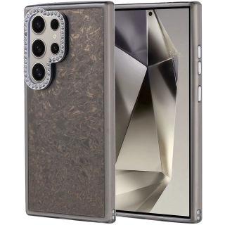 Samsung Galaxy S24 Ultra ile Uyumlu Kılıf Buzlu Parıltılı Lüks Kamera Lens Darbeye Dayanıklı Kapi Kapak - Siyah