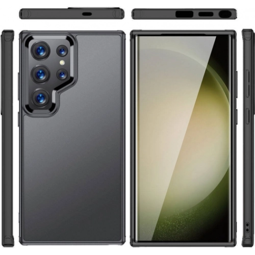 Samsung Galaxy S24 Ultra Kılıf Volks Serisi Kenarları Silikon Arkası Şeffaf Sert Kapak - Siyah