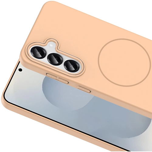 Samsung Galaxy S25 ile Uyumlu Kılıf Magsafe Şarj Özellikli Ruby Silikon Kapak - Desert Titanyum