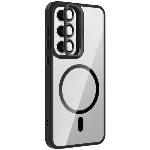 Samsung Galaxy S25 Kılıf Standlı ve Kamera Lens Hediyeli M-Safe Şarj Özellikli Etro Kapak - Siyah