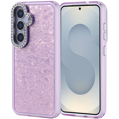 Samsung Galaxy S25 ile Uyumlu Kılıf Buzlu Parıltılı Lüks Kamera Lens Darbeye Dayanıklı Kapi Kapak - Lila