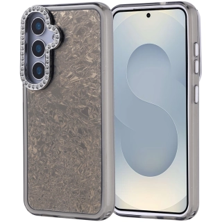 Samsung Galaxy S25 ile Uyumlu Kılıf Buzlu Parıltılı Lüks Kamera Lens Darbeye Dayanıklı Kapi Kapak - Siyah