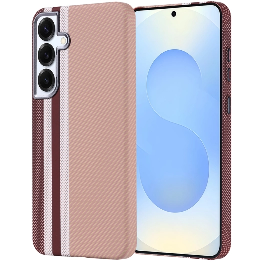 Samsung Galaxy S25 Plus Kılıf Magsafe Şarj Özellikli Karbon Fiber Görünümlü Zore Nekst Kapak - Gold