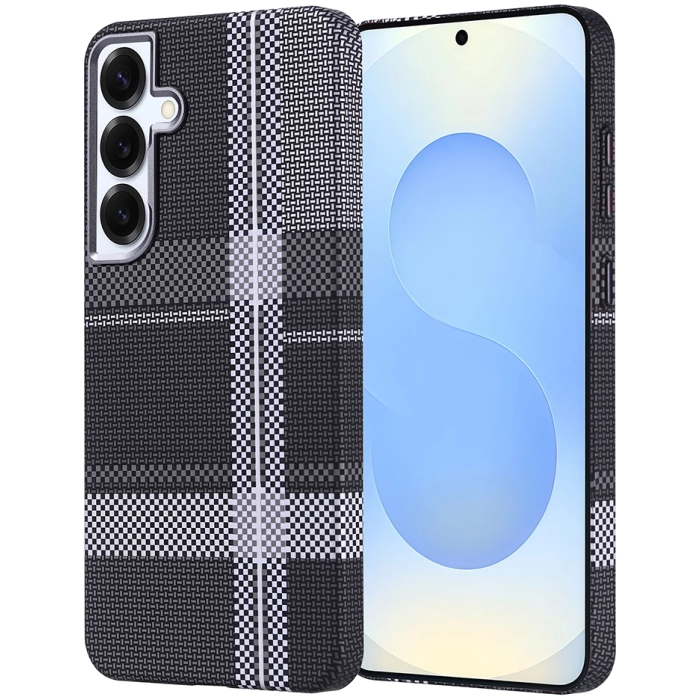 Samsung Galaxy S25 Plus Kılıf Magsafe Şarj Özellikli Karbon Fiber Görünümlü Zore Nekst Kapak - Gri-Siyah