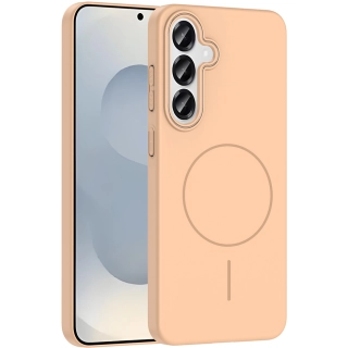 Samsung Galaxy S25 Plus ile Uyumlu Kılıf Magsafe Şarj Özellikli Ruby Silikon Kapak - Desert Titanyum