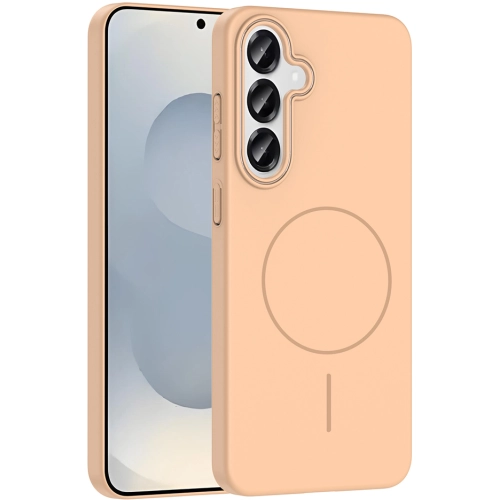 Samsung Galaxy S25 Plus ile Uyumlu Kılıf Magsafe Şarj Özellikli Ruby Silikon Kapak - Desert Titanyum