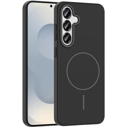 Samsung Galaxy S25 Plus ile Uyumlu Kılıf Magsafe Şarj Özellikli Ruby Silikon Kapak - Siyah