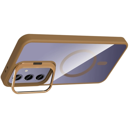 Samsung Galaxy S25 Plus Kılıf Standlı ve Kamera Lens Hediyeli M-Safe Şarj Özellikli Etro Kapak - Gri