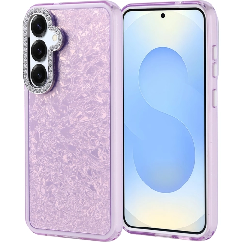 Samsung Galaxy S25 Plus ile Uyumlu Kılıf Buzlu Parıltılı Lüks Kamera Lens Darbeye Dayanıklı Kapi Kapak - Lila