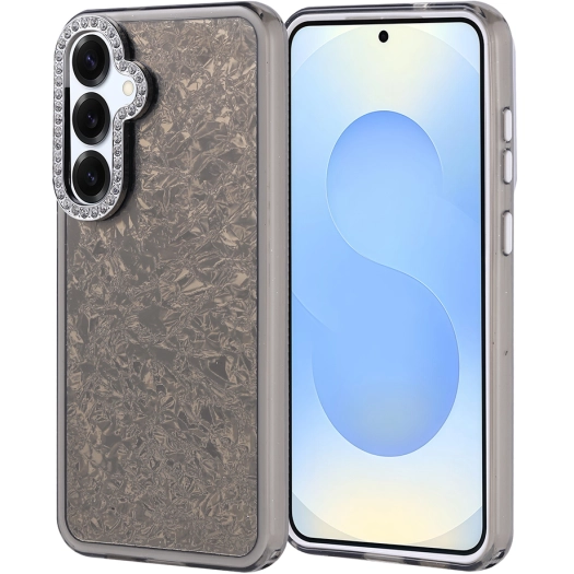 Samsung Galaxy S25 Plus ile Uyumlu Kılıf Buzlu Parıltılı Lüks Kamera Lens Darbeye Dayanıklı Kapi Kapak - Siyah