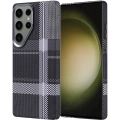 Samsung Galaxy S25 Ultra Kılıf Magsafe Şarj Özellikli Karbon Fiber Görünümlü Zore Nekst Kapak - Gri-Siyah