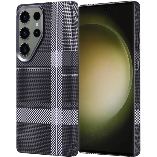 Samsung Galaxy S25 Ultra Kılıf Magsafe Şarj Özellikli Karbon Fiber Görünümlü Zore Nekst Kapak - Gri-Siyah