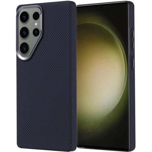 Samsung Galaxy S25 Ultra Kılıf Magsafe Şarj Özellikli Karbon Fiber Görünümlü Zore Nekst Kapak - Siyah