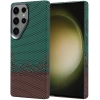Samsung Galaxy S25 Ultra Kılıf Magsafe Şarj Özellikli Karbon Fiber Görünümlü Zore Nekst Kapak - Yeşil