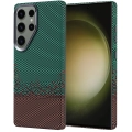 Samsung Galaxy S25 Ultra Kılıf Magsafe Şarj Özellikli Karbon Fiber Görünümlü Zore Nekst Kapak - Yeşil