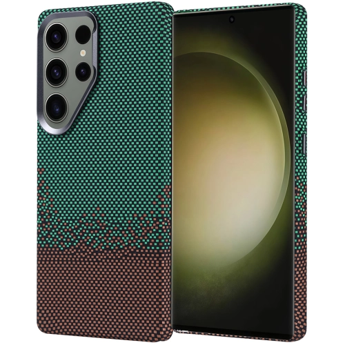 Samsung Galaxy S25 Ultra Kılıf Magsafe Şarj Özellikli Karbon Fiber Görünümlü Zore Nekst Kapak - Yeşil