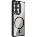 Samsung Galaxy S25 Ultra Kılıf Standlı ve Kamera Lens Hediyeli M-Safe Şarj Özellikli Etro Kapak - Siyah