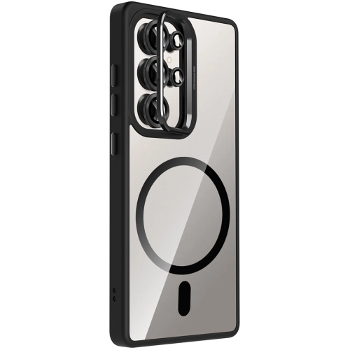 Samsung Galaxy S25 Ultra Kılıf Standlı ve Kamera Lens Hediyeli M-Safe Şarj Özellikli Etro Kapak - Derin Mor