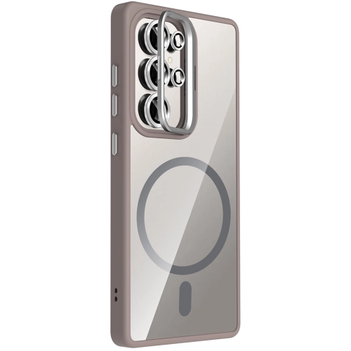 Samsung Galaxy S25 Ultra Kılıf Standlı ve Kamera Lens Hediyeli M-Safe Şarj Özellikli Etro Kapak - Lacivert