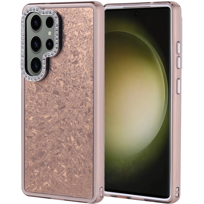 Samsung Galaxy S25 Ultra ile Uyumlu Kılıf Buzlu Parıltılı Lüks Kamera Lens Darbeye Dayanıklı Kapi Kapak - Gold