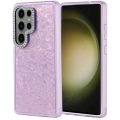Samsung Galaxy S25 Ultra ile Uyumlu Kılıf Buzlu Parıltılı Lüks Kamera Lens Darbeye Dayanıklı Kapi Kapak - Lila