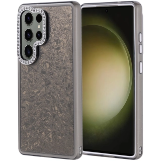 Samsung Galaxy S25 Ultra ile Uyumlu Kılıf Buzlu Parıltılı Lüks Kamera Lens Darbeye Dayanıklı Kapi Kapak - Siyah