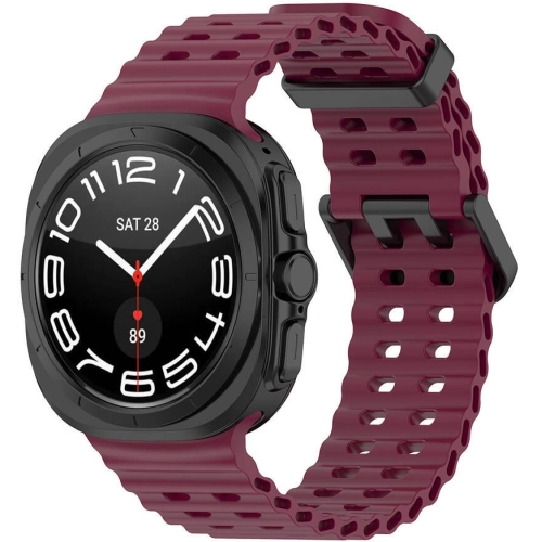 Samsung Galaxy Watch Ultra 47mm Zore KRD-118 Tırtıklı Tasarım Silikon Kordon - Koyu Kırmızı