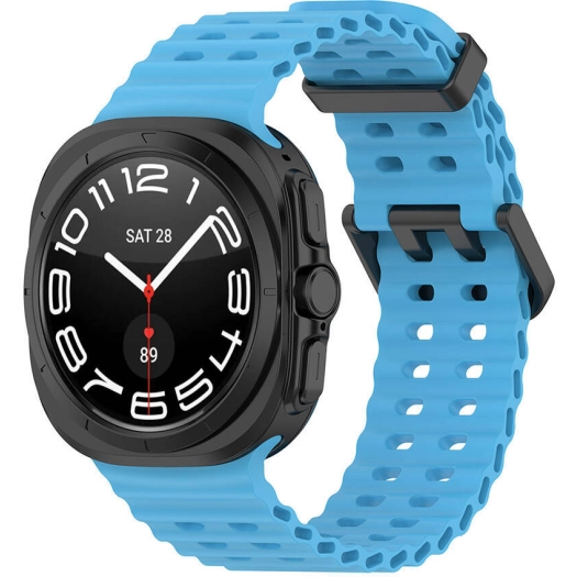 Samsung Galaxy Watch Ultra 47mm Zore KRD-118 Tırtıklı Tasarım Silikon Kordon - Mavi