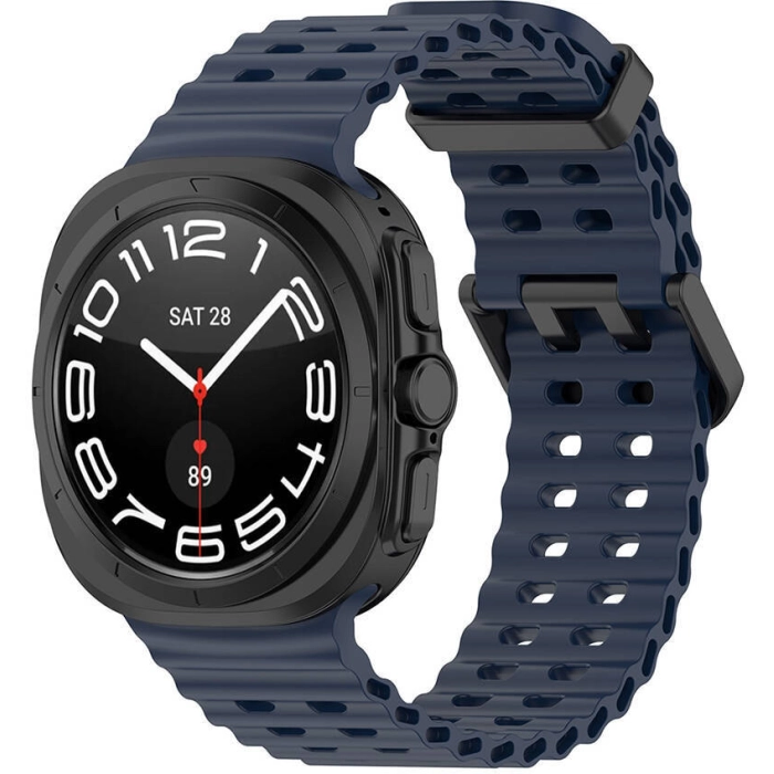 Samsung Galaxy Watch Ultra 47mm Zore KRD-118 Tırtıklı Tasarım Silikon Kordon - Midnight Blue