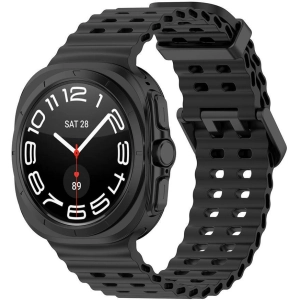 Samsung Galaxy Watch Ultra 47mm Zore KRD-118 Tırtıklı Tasarım Silikon Kordon - Siyah