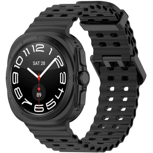 Samsung Galaxy Watch Ultra 47mm Zore KRD-118 Tırtıklı Tasarım Silikon Kordon - Siyah