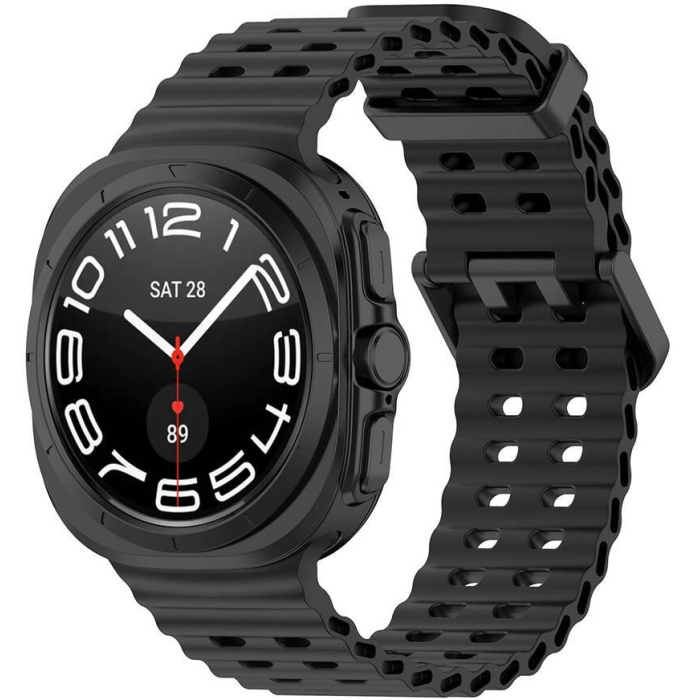 Samsung Galaxy Watch Ultra 47mm Zore KRD-118 Tırtıklı Tasarım Silikon Kordon - Siyah