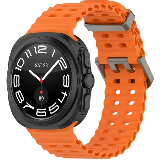 Samsung Galaxy Watch Ultra 47mm Zore KRD-118 Tırtıklı Tasarım Silikon Kordon - Turuncu