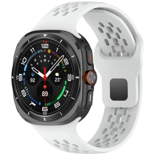 Samsung Galaxy Watch Ultra 47mm Kordon KRD-119 Delikli Tasarım Silikon Kordon - Beyaz