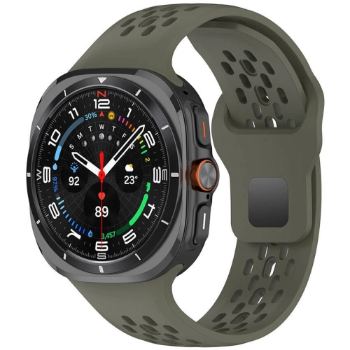 Samsung Galaxy Watch Ultra 47mm Kordon KRD-119 Delikli Tasarım Silikon Kordon - Derin Yeşil