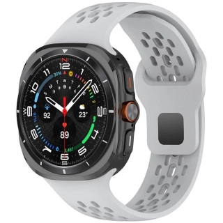 Samsung Galaxy Watch Ultra 47mm Kordon KRD-119 Delikli Tasarım Silikon Kordon - Gri
