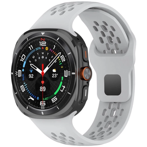 Samsung Galaxy Watch Ultra 47mm Kordon KRD-119 Delikli Tasarım Silikon Kordon - Gri