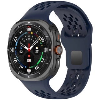 Samsung Galaxy Watch Ultra 47mm Kordon KRD-119 Delikli Tasarım Silikon Kordon - Midnight Blue