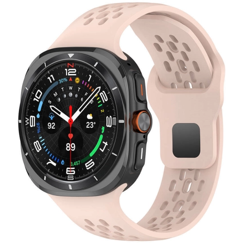 Samsung Galaxy Watch Ultra 47mm Kordon KRD-119 Delikli Tasarım Silikon Kordon - Pembe