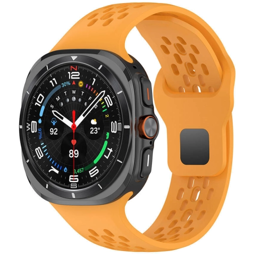 Samsung Galaxy Watch Ultra 47mm Kordon KRD-119 Delikli Tasarım Silikon Kordon - Sarı