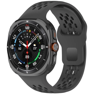 Samsung Galaxy Watch Ultra 47mm Kordon KRD-119 Delikli Tasarım Silikon Kordon - Siyah