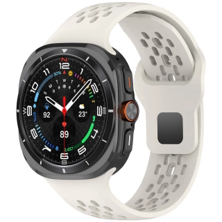 Samsung Galaxy Watch Ultra 47mm Kordon KRD-119 Delikli Tasarım Silikon Kordon - Starlight
