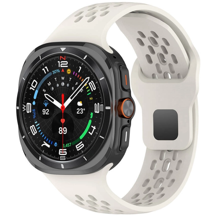 Samsung Galaxy Watch Ultra 47mm Kordon KRD-119 Delikli Tasarım Silikon Kordon - Starlight